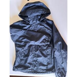 The North Face Women's Rain Jacket- hooded navy blue- petite small